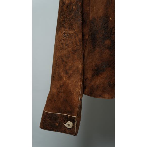 Juan Antonio Lauren Suede Leather Jacket Size 6 in Safari Tan - Picture 9 of 10